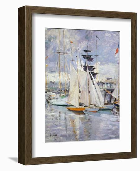 The Harbour, Deauville, Normandy, 1912-Paul Cesar Helleu-Framed Premium Giclee Print