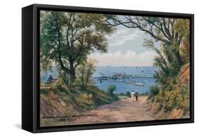 The Harbour, from Langmoor Gardens, Lyme Regis-Alfred Robert Quinton-Framed Stretched Canvas