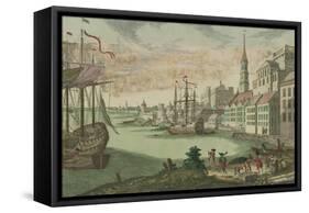 The harbour in Boston, Massachusetts, c.1770-80-Franz Xavier Habermann-Framed Stretched Canvas