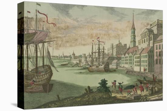 The harbour in Boston, Massachusetts, c.1770-80-Franz Xavier Habermann-Stretched Canvas