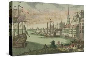 The harbour in Boston, Massachusetts, c.1770-80-Franz Xavier Habermann-Stretched Canvas