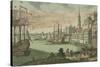 The harbour in Boston, Massachusetts, c.1770-80-Franz Xavier Habermann-Stretched Canvas