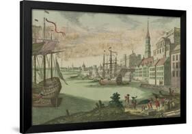 The harbour in Boston, Massachusetts, c.1770-80-Franz Xavier Habermann-Framed Giclee Print