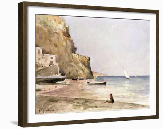 The Harbour of Sorrento, 1864 (W/C)-Henri-Joseph Harpignies-Framed Giclee Print