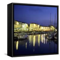 The Harbour with Restaurants at Dusk, St. Martin, Ile de Re, Poitou-Charentes, France, Europe-Stuart Black-Framed Stretched Canvas