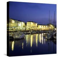 The Harbour with Restaurants at Dusk, St. Martin, Ile de Re, Poitou-Charentes, France, Europe-Stuart Black-Stretched Canvas