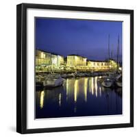 The Harbour with Restaurants at Dusk, St. Martin, Ile de Re, Poitou-Charentes, France, Europe-Stuart Black-Framed Photographic Print