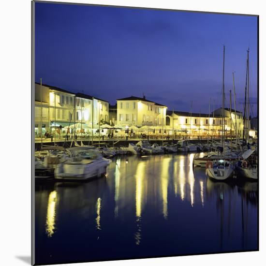 The Harbour with Restaurants at Dusk, St. Martin, Ile de Re, Poitou-Charentes, France, Europe-Stuart Black-Mounted Photographic Print
