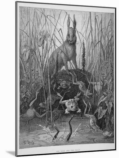 The Hare and the Frogs, from 'The Fables' of La Fontaine, Engraved by Stephane Pannemaker…-Gustave Doré-Mounted Giclee Print