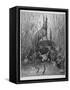 The Hare and the Frogs, from 'The Fables' of La Fontaine, Engraved by Stephane Pannemaker…-Gustave Doré-Framed Stretched Canvas