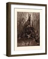 The Hare and the Frogs-Gustave Dore-Framed Giclee Print