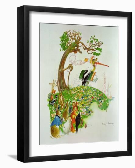 The Hare and the Tortoise, from 'Fables' by Jean De La Fontaine (1621-95)-Gaston Gelibert-Framed Giclee Print