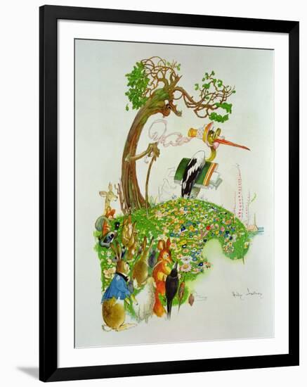 The Hare and the Tortoise, from 'Fables' by Jean De La Fontaine (1621-95)-Gaston Gelibert-Framed Giclee Print