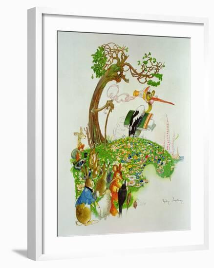 The Hare and the Tortoise, from 'Fables' by Jean De La Fontaine (1621-95)-Gaston Gelibert-Framed Giclee Print