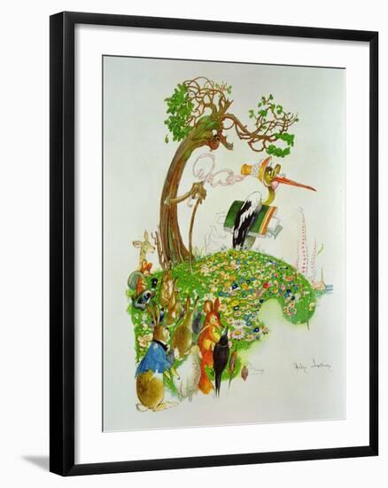 The Hare and the Tortoise, from 'Fables' by Jean De La Fontaine (1621-95)-Gaston Gelibert-Framed Giclee Print