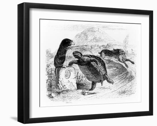 The Hare and the Tortoise, Illustration for 'Fables' of La Fontaine, Published by H. Fournier…-J.J. Grandville-Framed Giclee Print