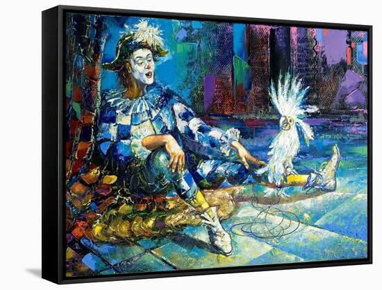 The Harlequin And A White Parrot-balaikin2009-Framed Stretched Canvas