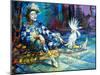 The Harlequin And A White Parrot-balaikin2009-Mounted Art Print