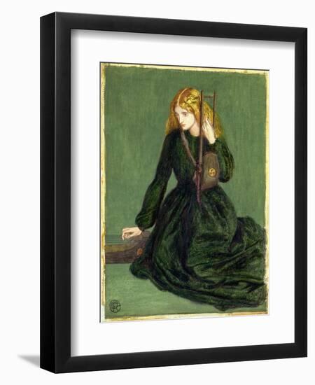 The Harp Player, a Study of Annie Miller, 1872 (W/C and Gouache)-Dante Gabriel Rossetti-Framed Giclee Print