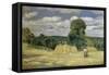 The Harvest at Montfoucault-Camille Pissarro-Framed Stretched Canvas