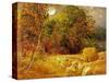 The Harvest Moon, 1833 (Oil on Paper Laid on Panel)-Samuel Palmer-Stretched Canvas