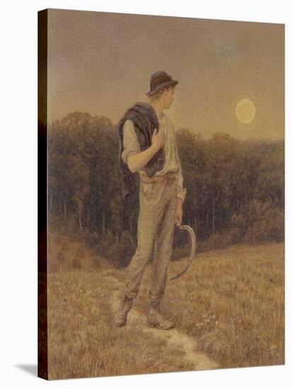 The Harvest Moon, 'Globed in Mellow Splendour', 1879 (W/C and Gouache on Paper) (See also 283763)-Helen Allingham-Stretched Canvas