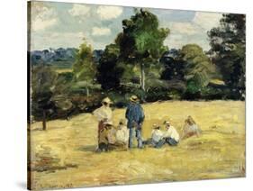 The Harvesters Rest, Montfoucault; Le Repos Des Moissoneurs, Monfoucault, 1875-Camille Pissarro-Stretched Canvas