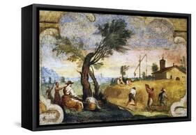The Harvesting, Fresco by Giovanni Francesco Barbieri, known as Il Guercino-null-Framed Stretched Canvas