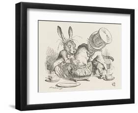 The Hatter's Mad Tea Party the Hatter and the Hare Put the Dormouse in the Tea-Pot-John Tenniel-Framed Photographic Print