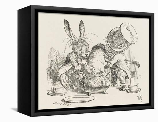 The Hatter's Mad Tea Party the Hatter and the Hare Put the Dormouse in the Tea-Pot-John Tenniel-Framed Stretched Canvas