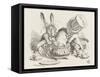 The Hatter's Mad Tea Party the Hatter and the Hare Put the Dormouse in the Tea-Pot-John Tenniel-Framed Stretched Canvas