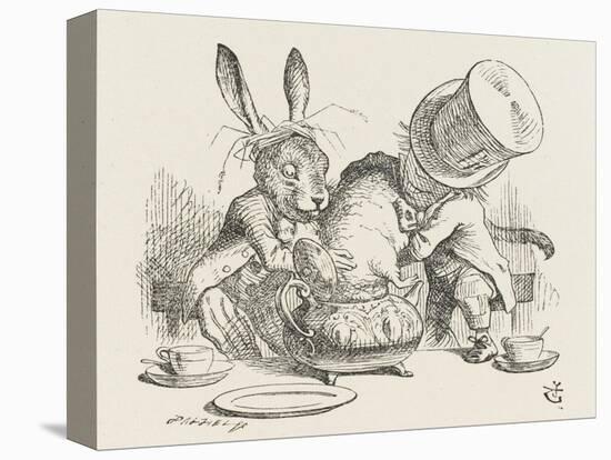 The Hatter's Mad Tea Party the Hatter and the Hare Put the Dormouse in the Tea-Pot-John Tenniel-Stretched Canvas