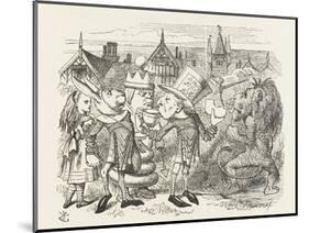 The Hatter with Alice the White King the Rabbit Messenger and the Lion-John Tenniel-Mounted Photographic Print