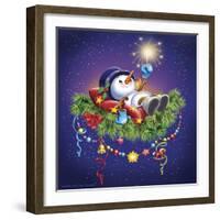 The having a rest snowman-Olga And Alexey Drozdov-Framed Giclee Print