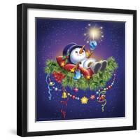 The having a rest snowman-Olga And Alexey Drozdov-Framed Giclee Print