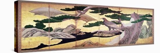 The Hawks in the Pines, 6 Panel Folding Screen-Kano Eitoku-Stretched Canvas