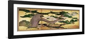 The Hawks in the Pines, Six Panel Folding Screen-Kano Eitoku-Framed Giclee Print