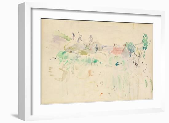 The Haystacks in Jersey, 1886 (W/C on Paper)-Berthe Morisot-Framed Giclee Print