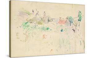 The Haystacks in Jersey, 1886 (W/C on Paper)-Berthe Morisot-Stretched Canvas