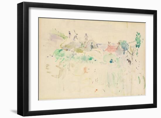 The Haystacks in Jersey, 1886 (W/C on Paper)-Berthe Morisot-Framed Premium Giclee Print