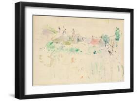 The Haystacks in Jersey, 1886 (W/C on Paper)-Berthe Morisot-Framed Premium Giclee Print