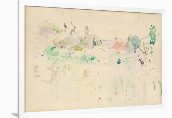 The Haystacks in Jersey, 1886 (W/C on Paper)-Berthe Morisot-Framed Giclee Print