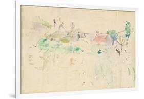 The Haystacks in Jersey, 1886 (W/C on Paper)-Berthe Morisot-Framed Giclee Print