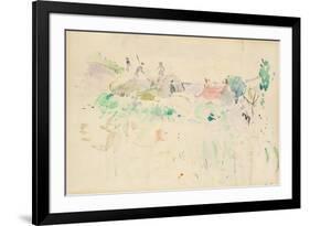 The Haystacks in Jersey, 1886 (W/C on Paper)-Berthe Morisot-Framed Giclee Print