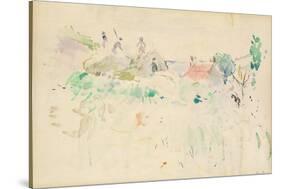 The Haystacks in Jersey, 1886 (W/C on Paper)-Berthe Morisot-Stretched Canvas