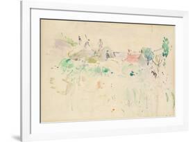 The Haystacks in Jersey, 1886 (W/C on Paper)-Berthe Morisot-Framed Premium Giclee Print