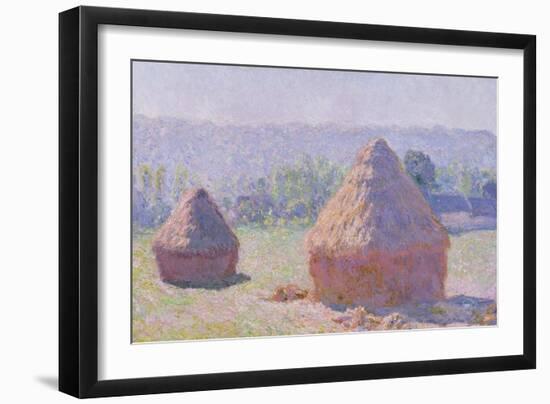 The Haystacks, or the End of the Summer, at Giverny, 1891-Claude Monet-Framed Giclee Print