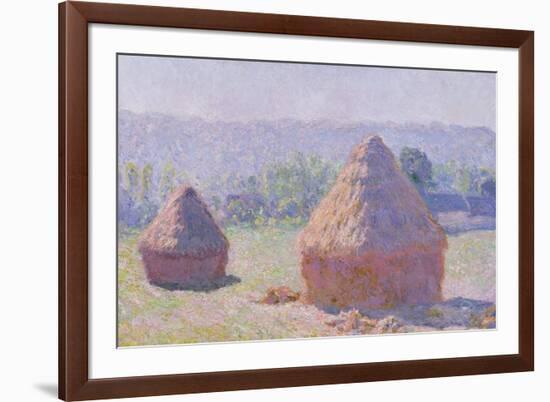 The Haystacks, or the End of the Summer, at Giverny, 1891-Claude Monet-Framed Giclee Print