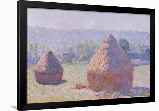 The Haystacks, or the End of the Summer, at Giverny, 1891-Claude Monet-Framed Giclee Print