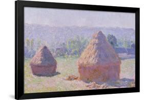 The Haystacks, or the End of the Summer, at Giverny, 1891-Claude Monet-Framed Giclee Print